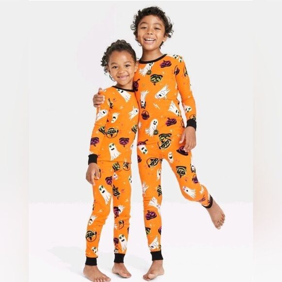 New Ghost Glow-in-the-Dark Unisex Big Kid Halloween Pajama Set Hyde & EEk, Sz 12 - Picture 4 of 10